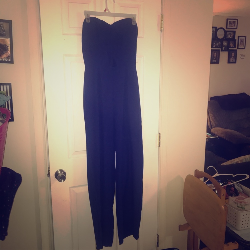 Blue strapless  jump suit